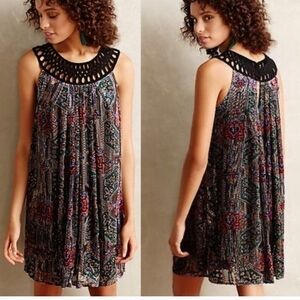 ANTHROPOLOGIE MOULINETTE SOEURS Burnout Velvet Swing Dress